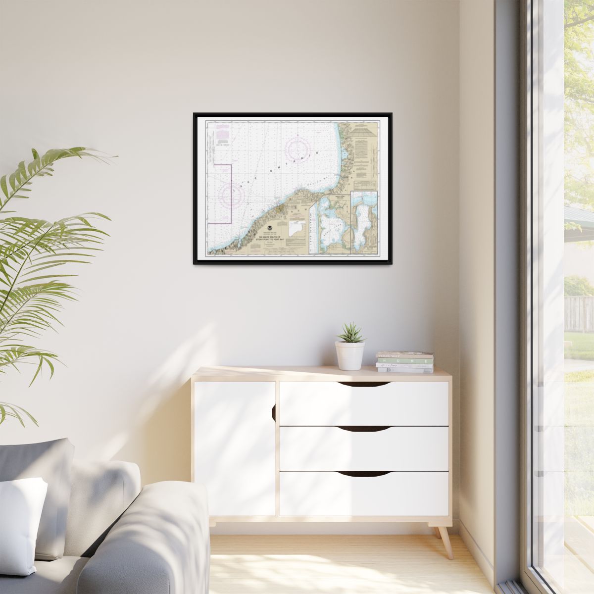 Chart 14803 Six Miles south of Stony Point to Port Bay;North Pond;Little Sodus Bay - NOAA Nautical Chart Floating Frame Canvas | 32" x 24" | 40" x 30" - Black context-1