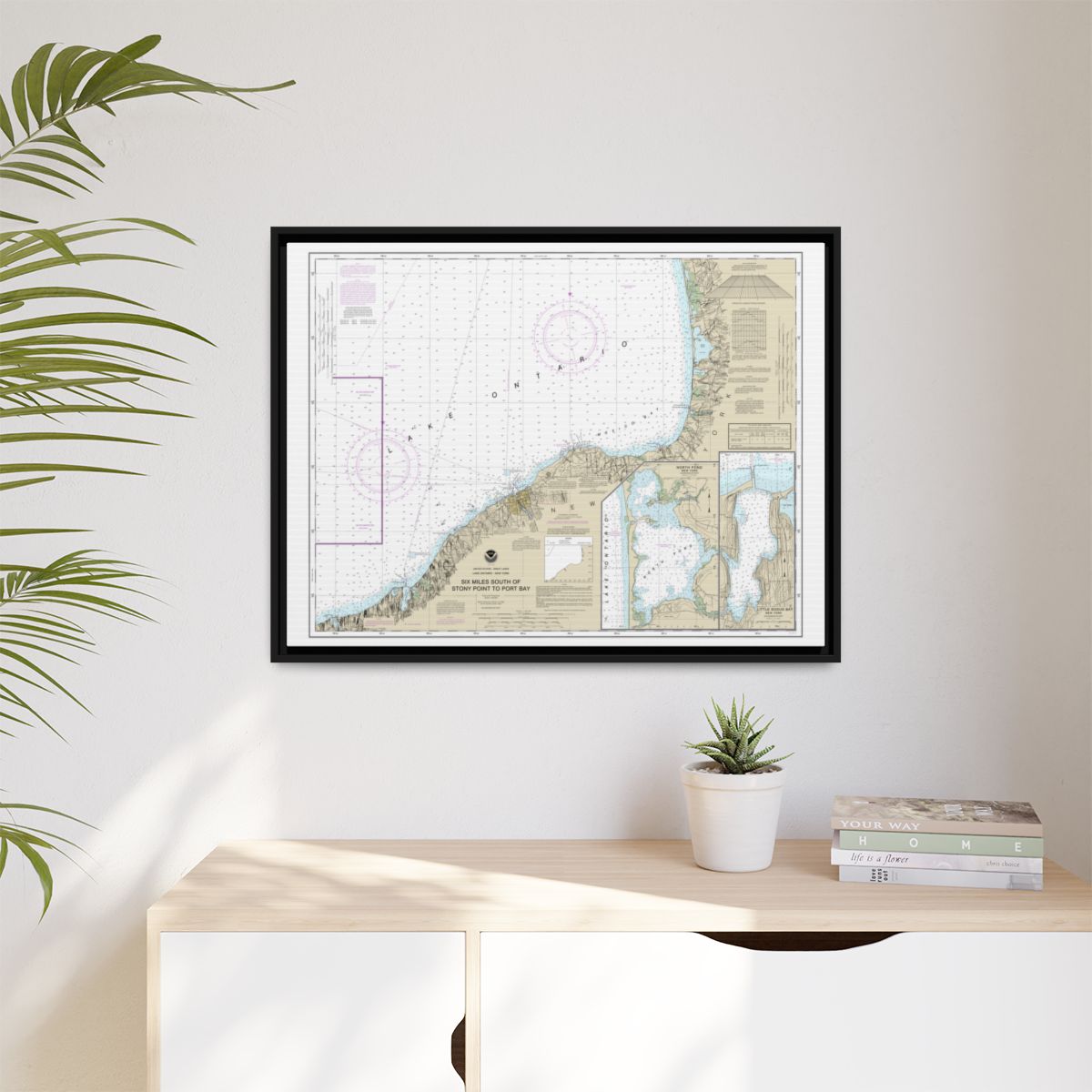 Chart 14803 Six Miles south of Stony Point to Port Bay;North Pond;Little Sodus Bay - NOAA Nautical Chart Floating Frame Canvas | 32" x 24" | 40" x 30" - Black context-1