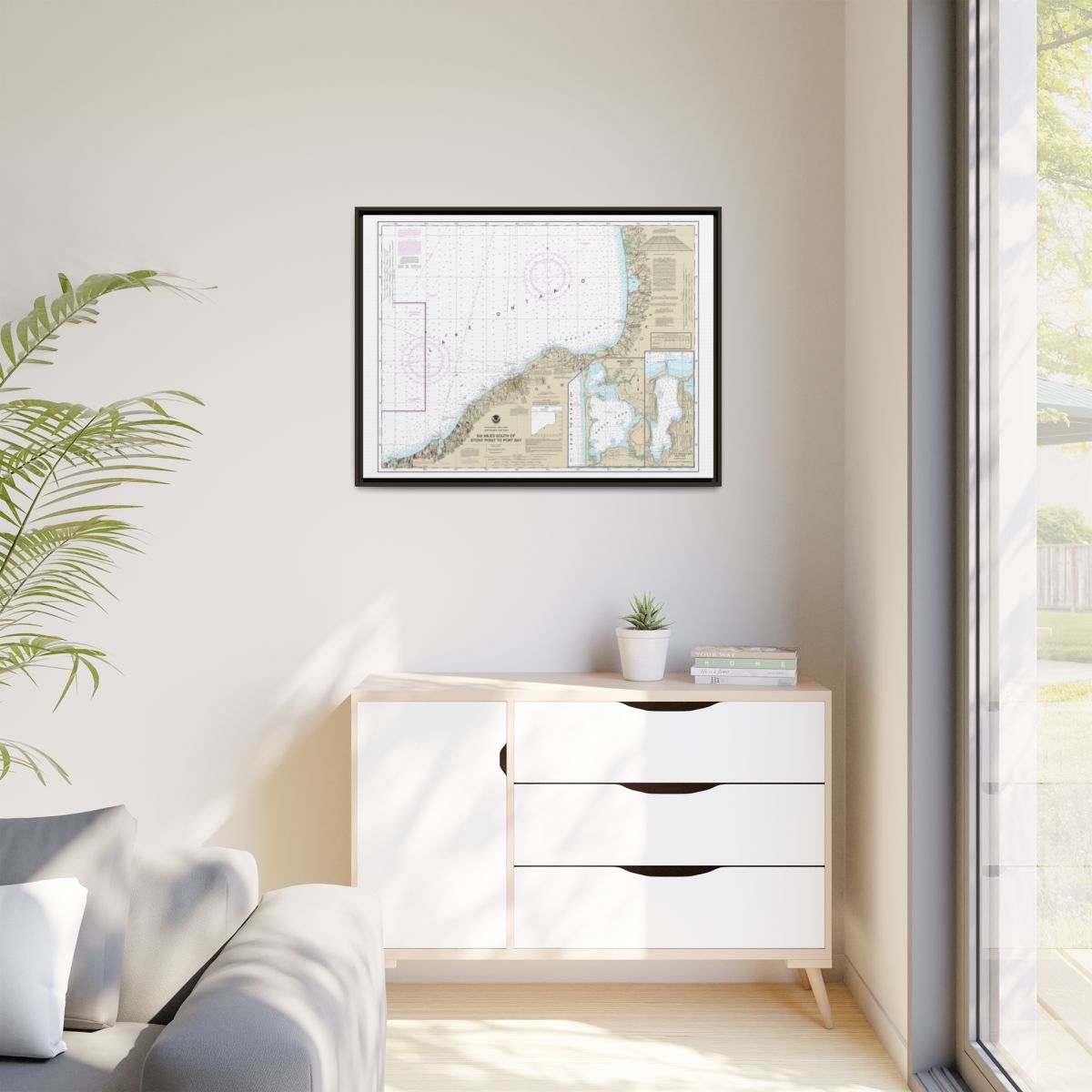 Chart 14803 Six Miles south of Stony Point to Port Bay;North Pond;Little Sodus Bay - NOAA Nautical Chart Floating Frame Canvas | 32" x 24" | 40" x 30" - Espresso context-1