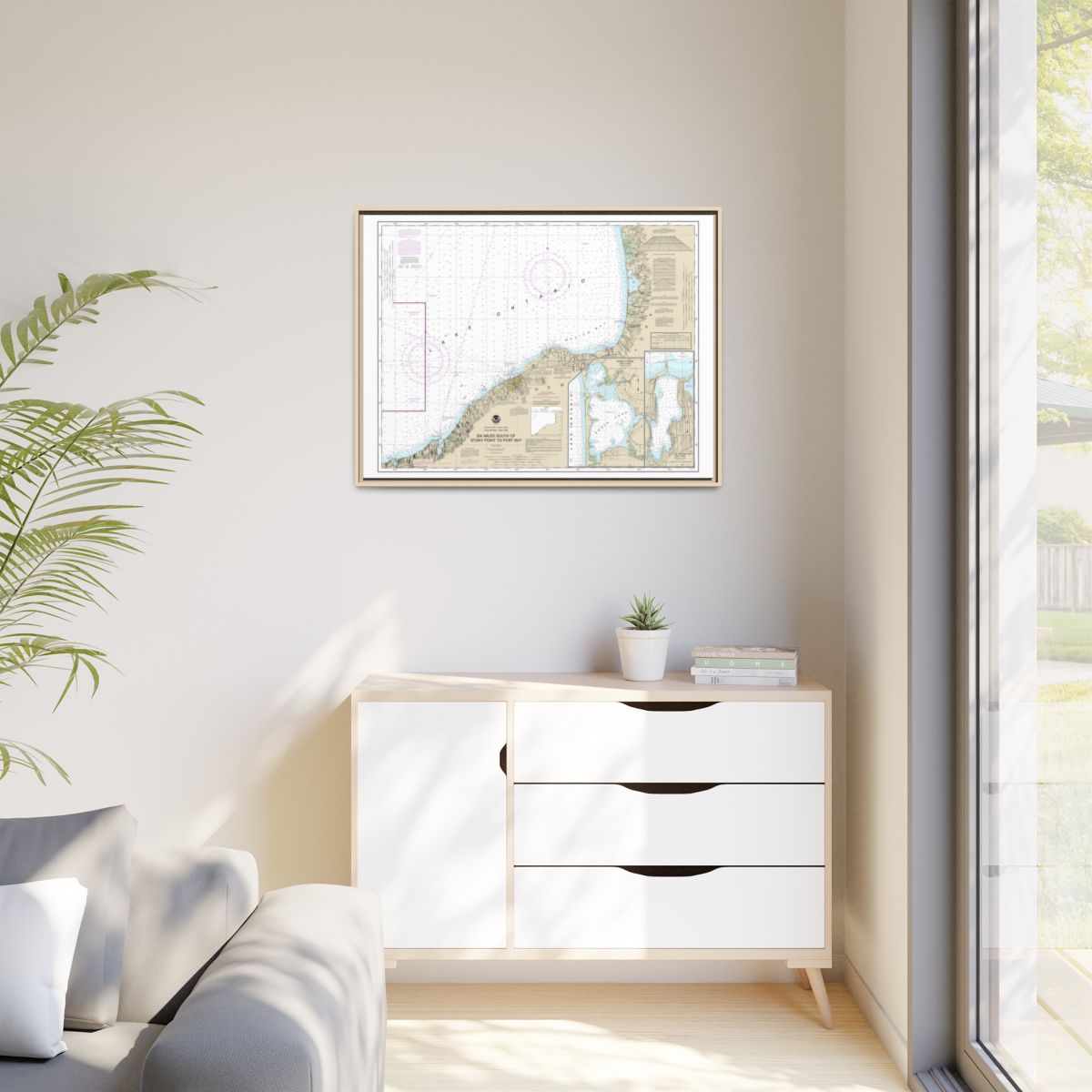 Chart 14803 Six Miles south of Stony Point to Port Bay;North Pond;Little Sodus Bay - NOAA Nautical Chart Floating Frame Canvas | 32" x 24" | 40" x 30" - Natural context-1