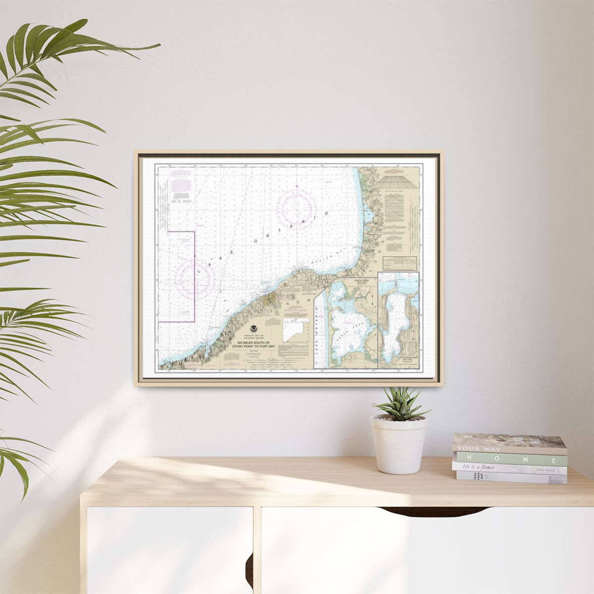 Chart 14803 Six Miles south of Stony Point to Port Bay;North Pond;Little Sodus Bay - NOAA Nautical Chart Floating Frame Canvas | 32" x 24" | 40" x 30" - Natural context-1