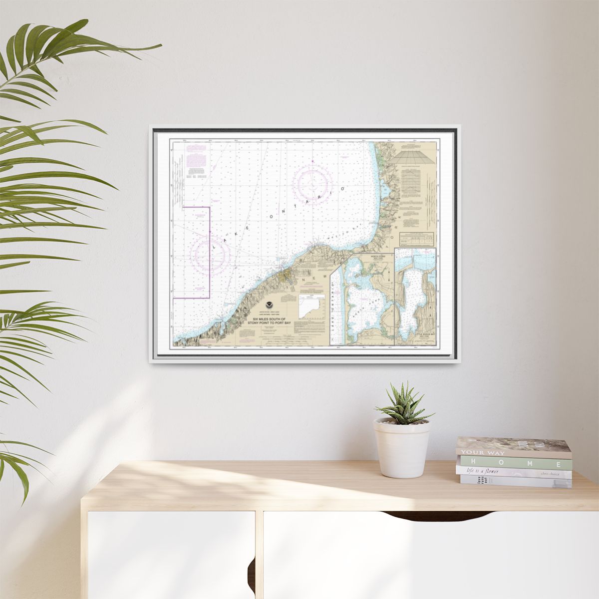 Chart 14803 Six Miles south of Stony Point to Port Bay;North Pond;Little Sodus Bay - NOAA Nautical Chart Floating Frame Canvas | 32" x 24" | 40" x 30" - White context-1