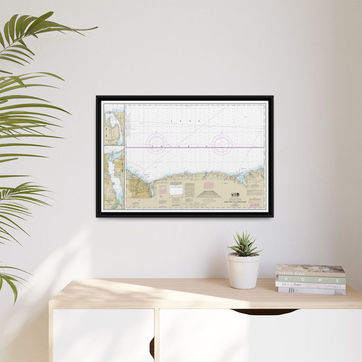 Chart 14804 Port Bay to Long Pond;Port Bay Harbor;Irondequoit Bay - NOAA Nautical Chart Floating Frame Canvas | 30" x 20" | 36" x 24" | 48" x 32" - Black context-1