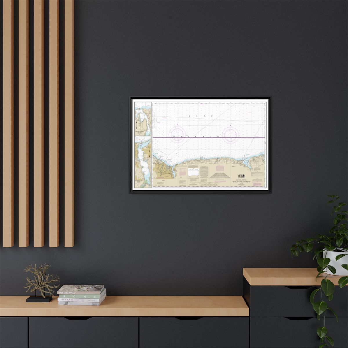 Chart 14804 Port Bay to Long Pond;Port Bay Harbor;Irondequoit Bay - NOAA Nautical Chart Floating Frame Canvas | 30" x 20" | 36" x 24" | 48" x 32" - Black context-2