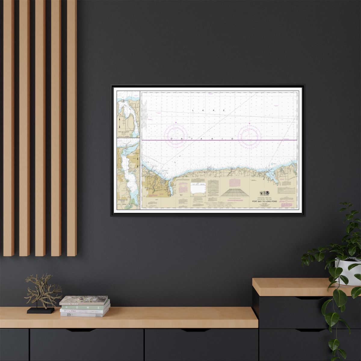 Chart 14804 Port Bay to Long Pond;Port Bay Harbor;Irondequoit Bay - NOAA Nautical Chart Floating Frame Canvas | 30" x 20" | 36" x 24" | 48" x 32" - Black context-2