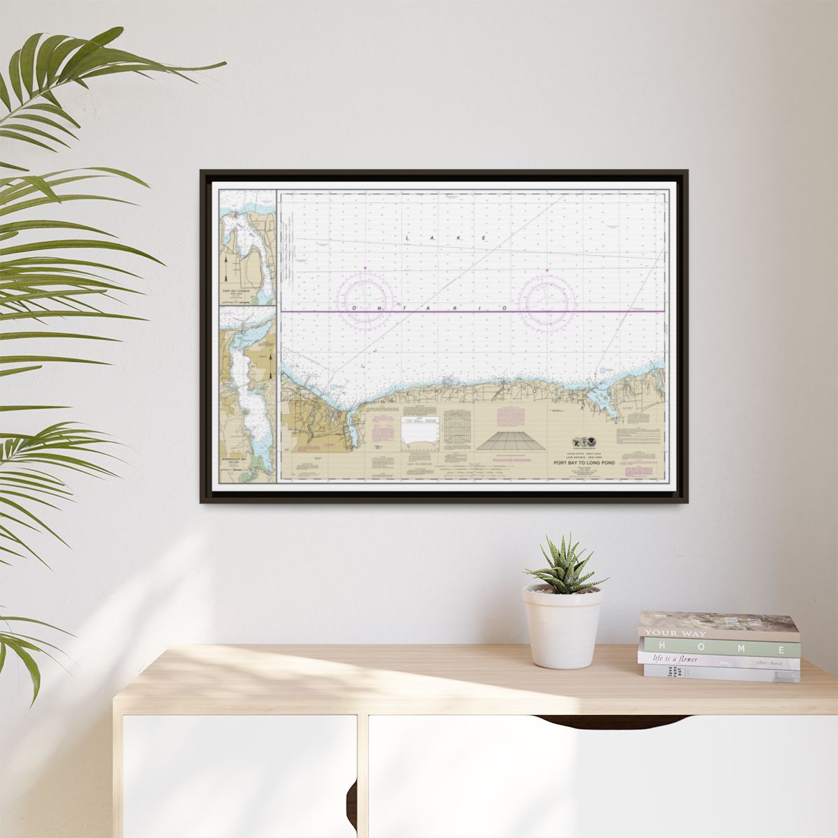 Chart 14804 Port Bay to Long Pond;Port Bay Harbor;Irondequoit Bay - NOAA Nautical Chart Floating Frame Canvas | 30" x 20" | 36" x 24" | 48" x 32" - Espresso context-1
