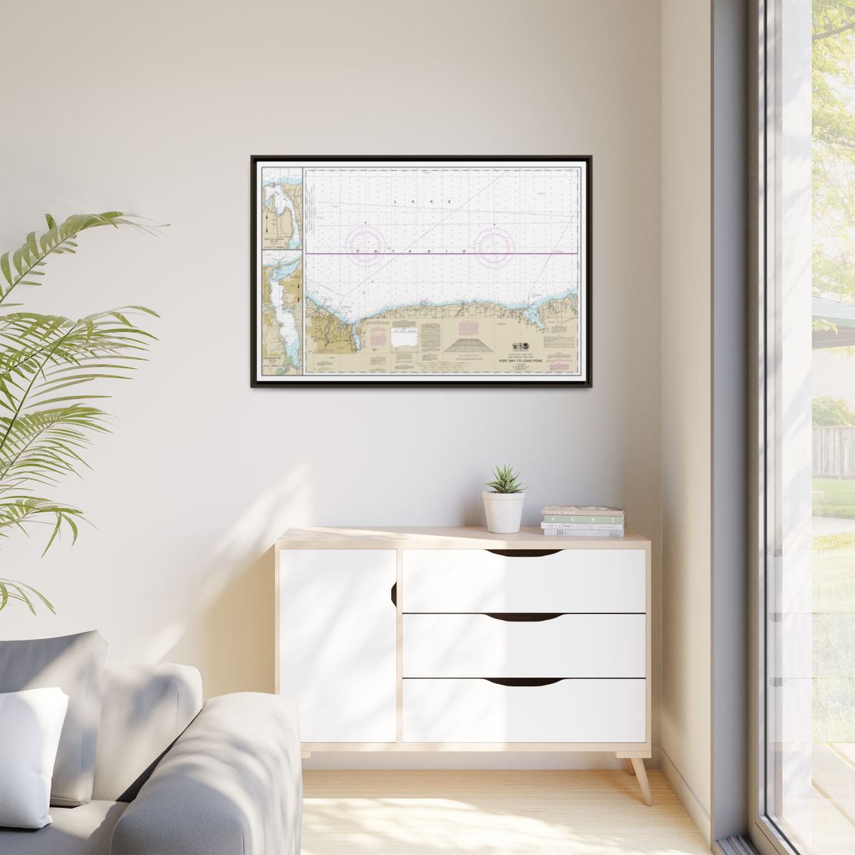 Chart 14804 Port Bay to Long Pond;Port Bay Harbor;Irondequoit Bay - NOAA Nautical Chart Floating Frame Canvas | 30" x 20" | 36" x 24" | 48" x 32" - Espresso context-1
