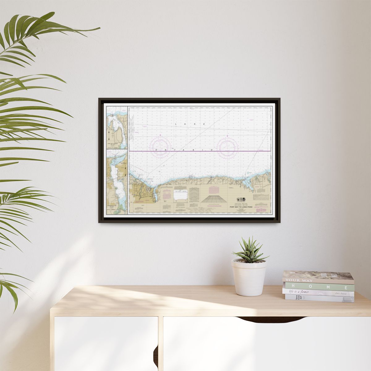 Chart 14804 Port Bay to Long Pond;Port Bay Harbor;Irondequoit Bay - NOAA Nautical Chart Floating Frame Canvas | 30" x 20" | 36" x 24" | 48" x 32" - Espresso context-1