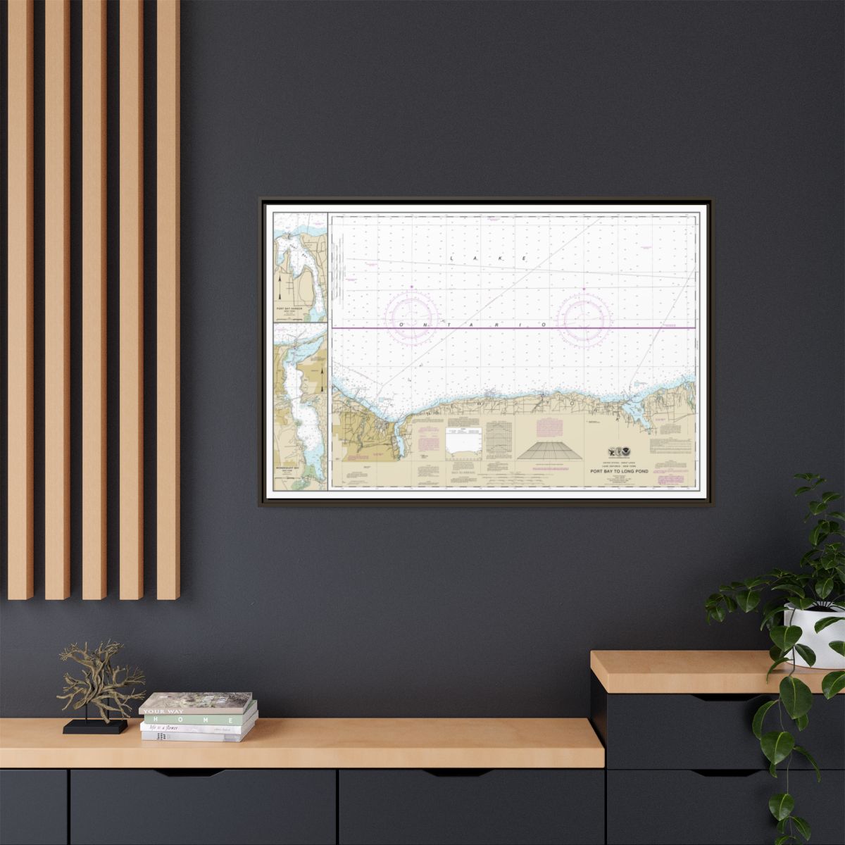 Chart 14804 Port Bay to Long Pond;Port Bay Harbor;Irondequoit Bay - NOAA Nautical Chart Floating Frame Canvas | 30" x 20" | 36" x 24" | 48" x 32" - Espresso context-2