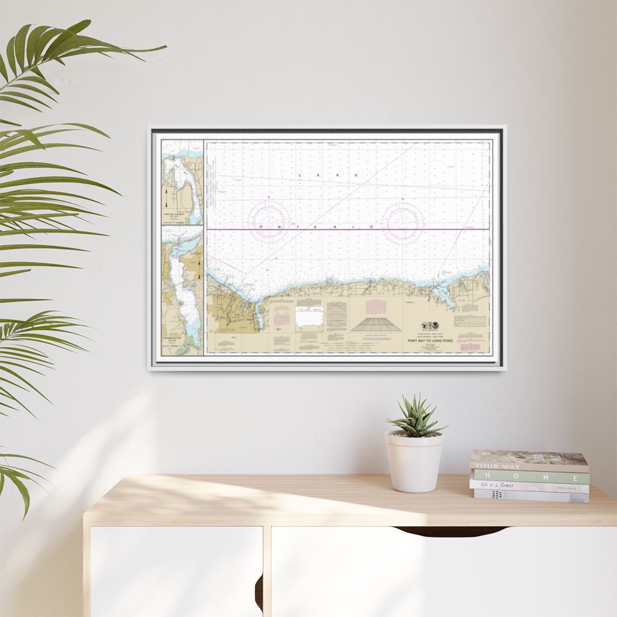 Chart 14804 Port Bay to Long Pond;Port Bay Harbor;Irondequoit Bay - NOAA Nautical Chart Floating Frame Canvas | 30" x 20" | 36" x 24" | 48" x 32" - White context-1