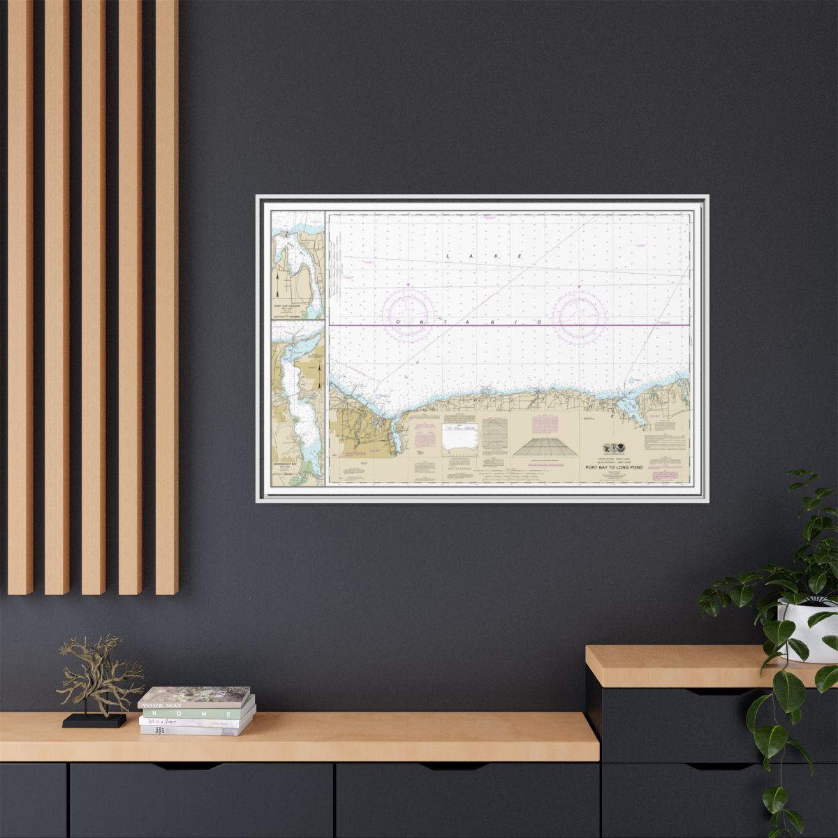 Chart 14804 Port Bay to Long Pond;Port Bay Harbor;Irondequoit Bay - NOAA Nautical Chart Floating Frame Canvas | 30" x 20" | 36" x 24" | 48" x 32" - White context-2