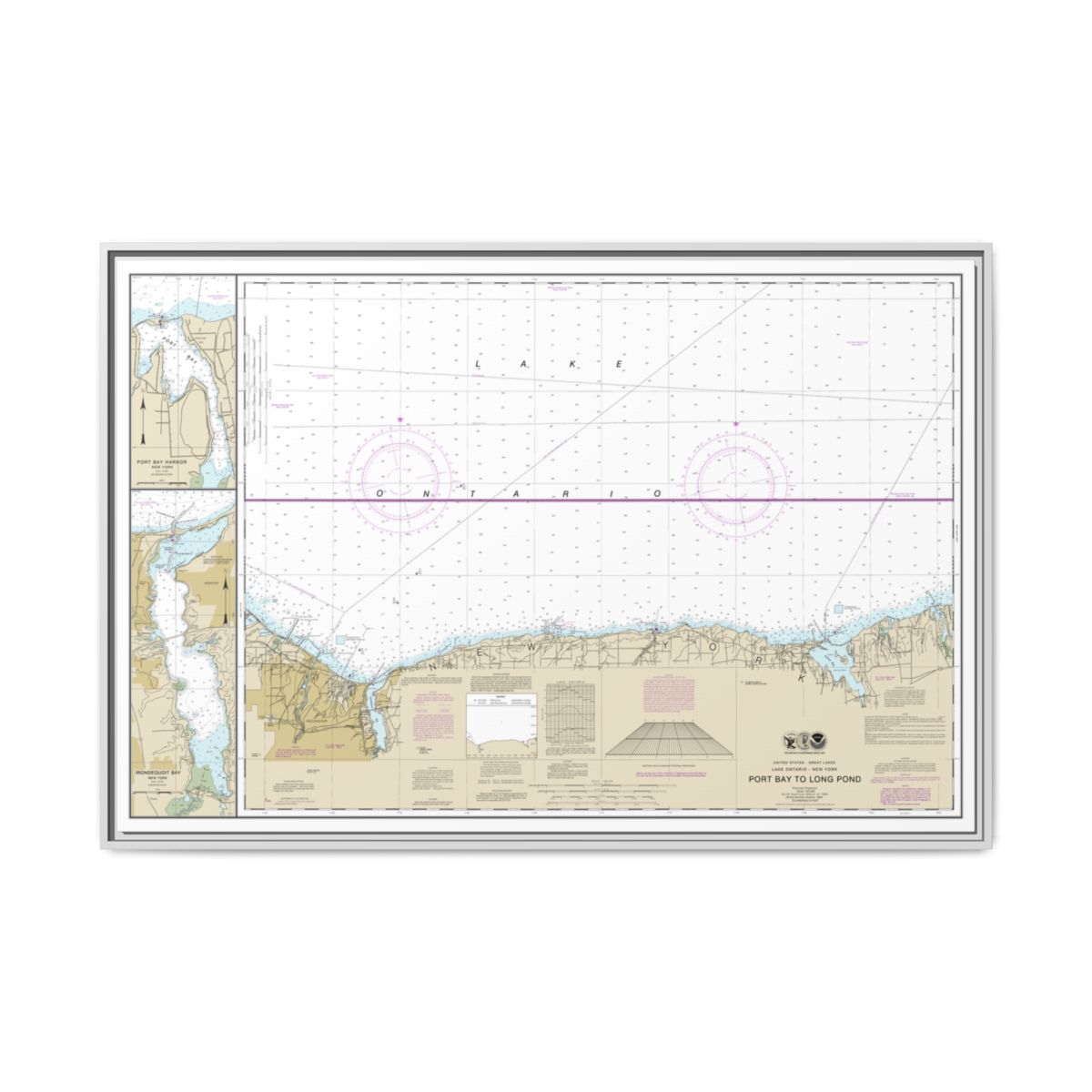 Chart 14804 Port Bay to Long Pond;Port Bay Harbor;Irondequoit Bay - NOAA Nautical Chart Floating Frame Canvas | 30" x 20" | 36" x 24" | 48" x 32" - White front