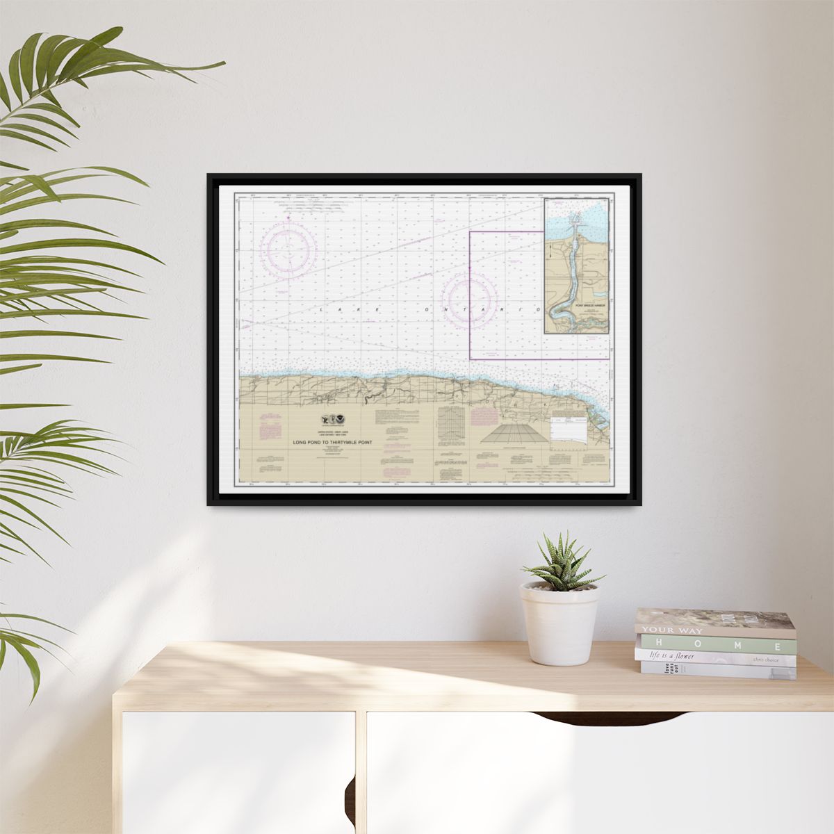 Chart 14805 Long Pond to Thirtymile Point;Point Breeze Harbor - NOAA Nautical Chart Floating Frame Canvas | 32" x 24" | 40" x 30" - Black context-1