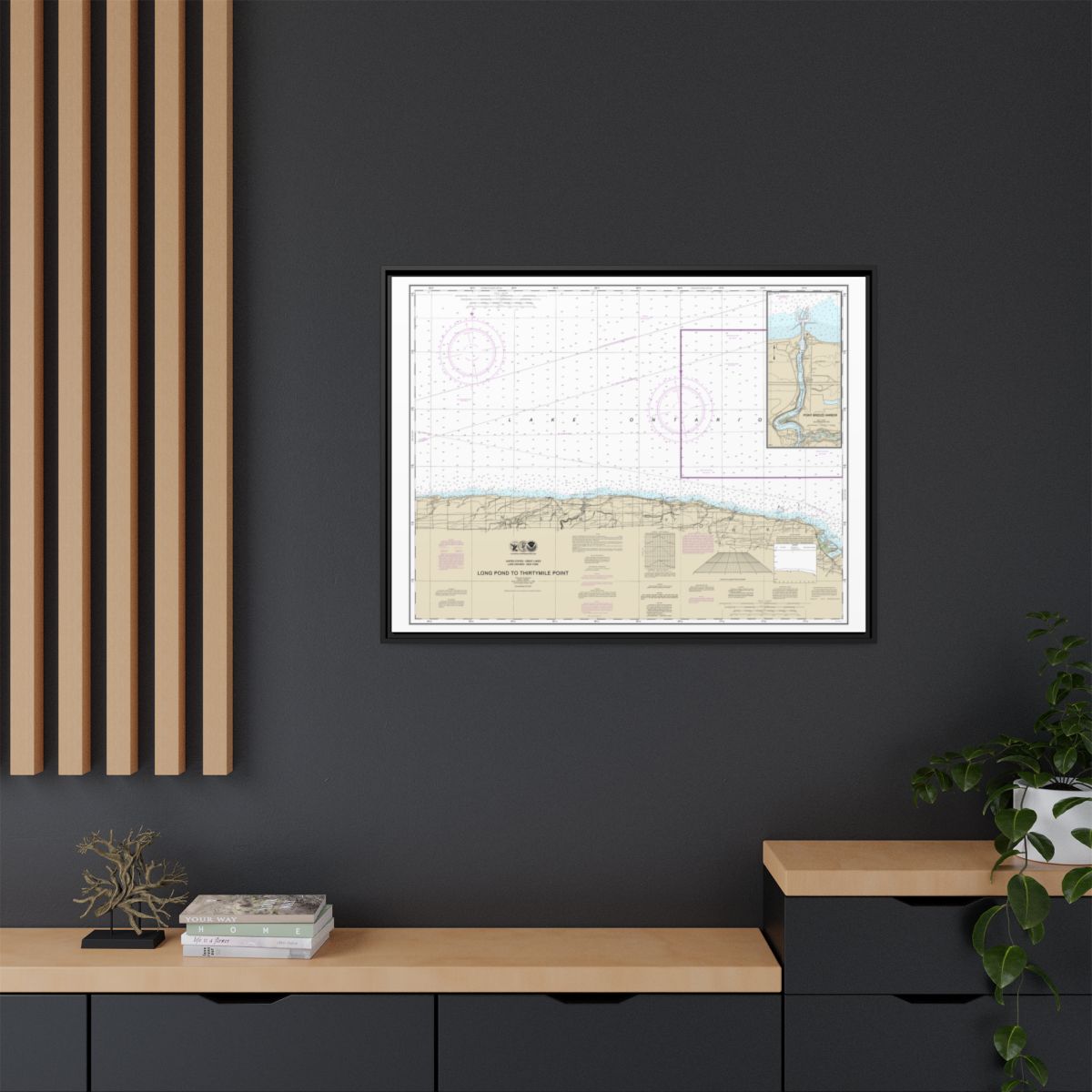 Chart 14805 Long Pond to Thirtymile Point;Point Breeze Harbor - NOAA Nautical Chart Floating Frame Canvas | 32" x 24" | 40" x 30" - Black context-2