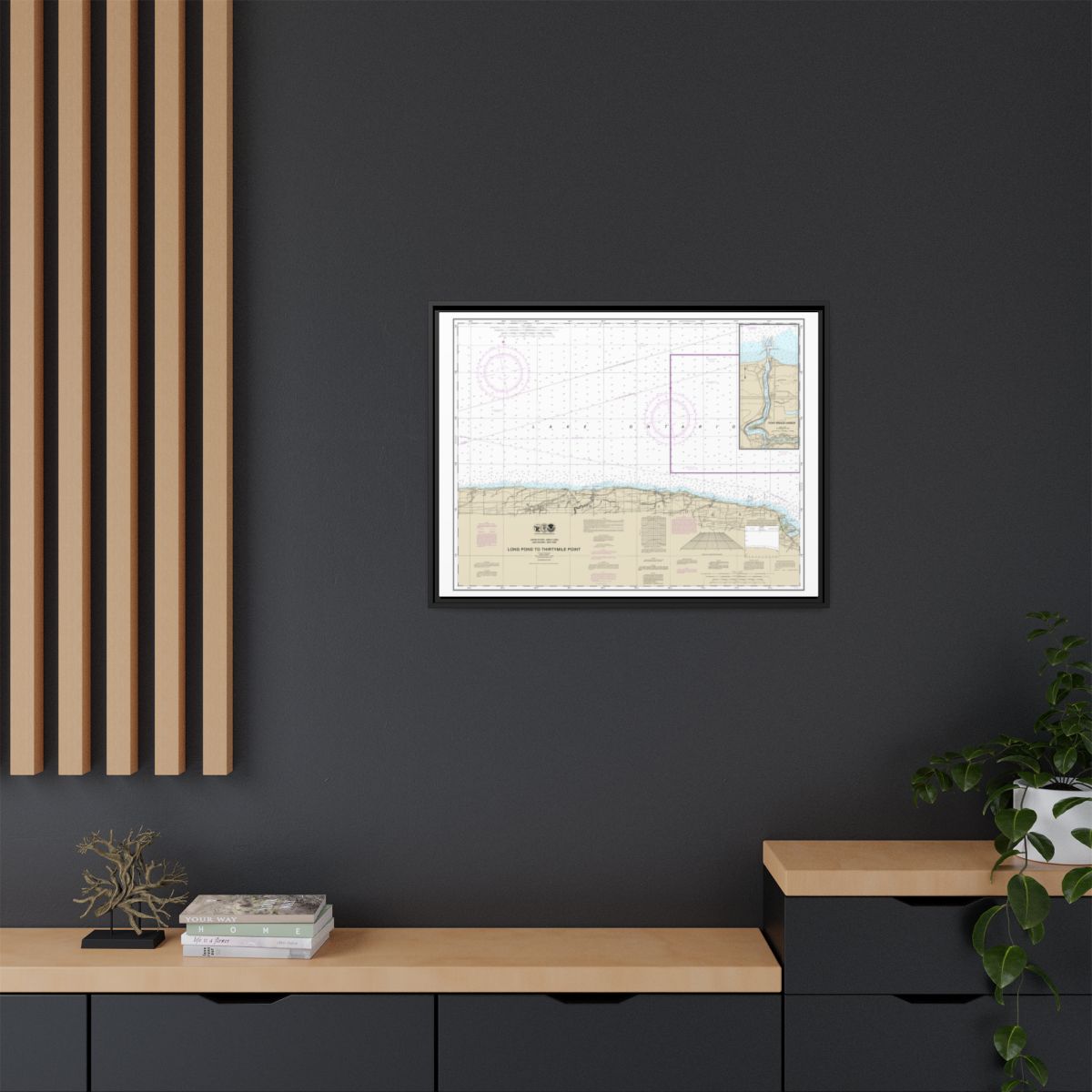 Chart 14805 Long Pond to Thirtymile Point;Point Breeze Harbor - NOAA Nautical Chart Floating Frame Canvas | 32" x 24" | 40" x 30" - Black context-2