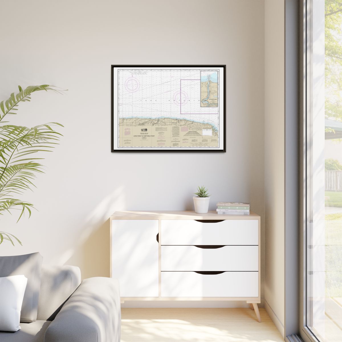 Chart 14805 Long Pond to Thirtymile Point;Point Breeze Harbor - NOAA Nautical Chart Floating Frame Canvas | 32" x 24" | 40" x 30" - Espresso context-1