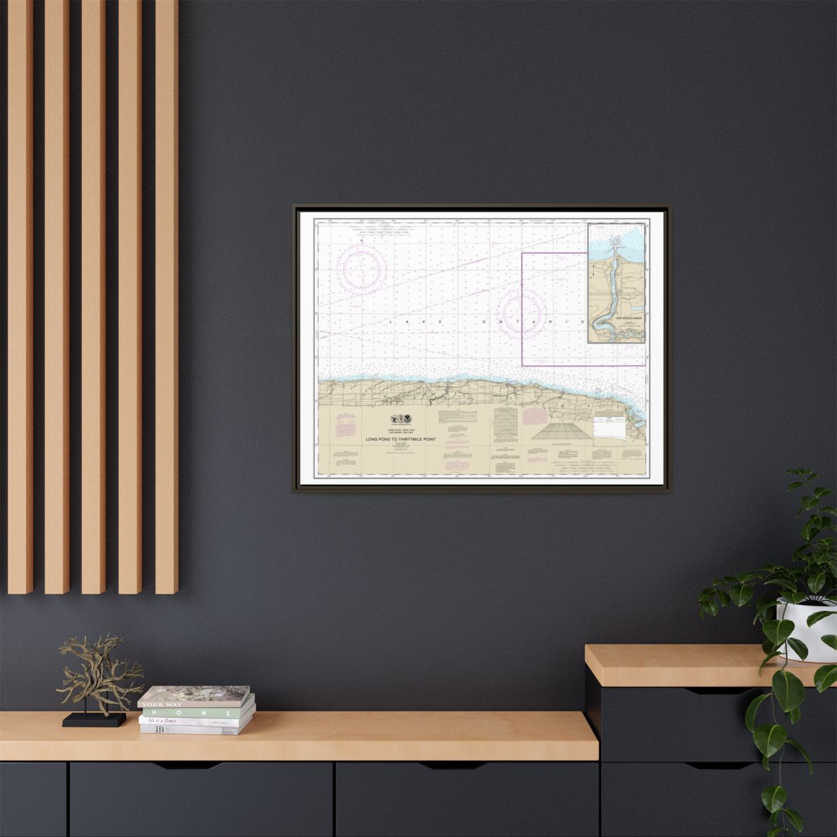 Chart 14805 Long Pond to Thirtymile Point;Point Breeze Harbor - NOAA Nautical Chart Floating Frame Canvas | 32" x 24" | 40" x 30" - Espresso context-2