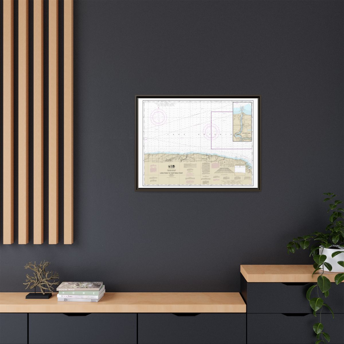 Chart 14805 Long Pond to Thirtymile Point;Point Breeze Harbor - NOAA Nautical Chart Floating Frame Canvas | 32" x 24" | 40" x 30" - Espresso context-2