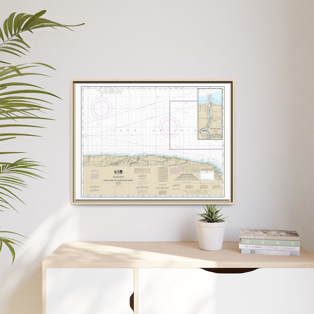Chart 14805 Long Pond to Thirtymile Point;Point Breeze Harbor - NOAA Nautical Chart Floating Frame Canvas | 32" x 24" | 40" x 30" - Natural context-1