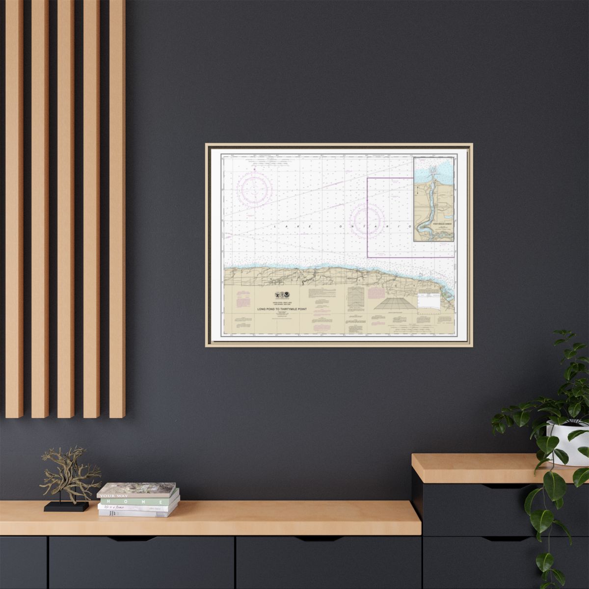 Chart 14805 Long Pond to Thirtymile Point;Point Breeze Harbor - NOAA Nautical Chart Floating Frame Canvas | 32" x 24" | 40" x 30" - Natural context-2