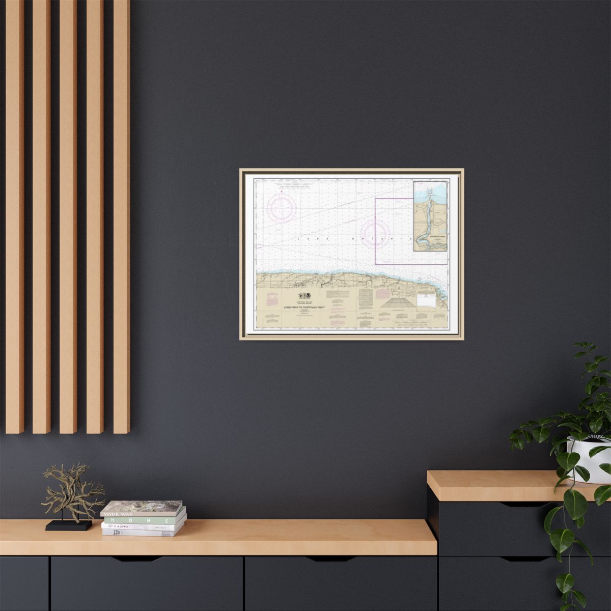 Chart 14805 Long Pond to Thirtymile Point;Point Breeze Harbor - NOAA Nautical Chart Floating Frame Canvas | 32" x 24" | 40" x 30" - Natural context-2