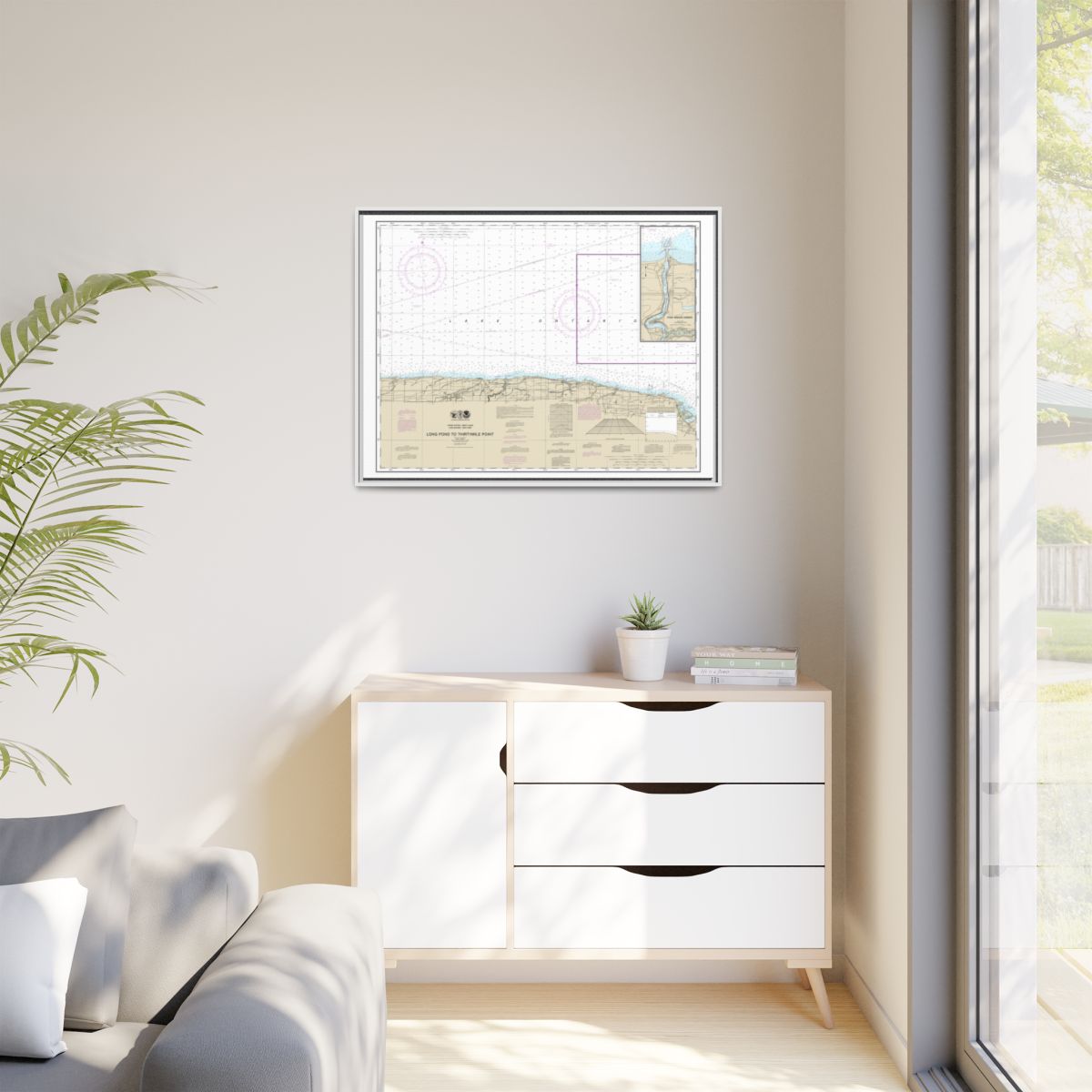 Chart 14805 Long Pond to Thirtymile Point;Point Breeze Harbor - NOAA Nautical Chart Floating Frame Canvas | 32" x 24" | 40" x 30" - White context-1