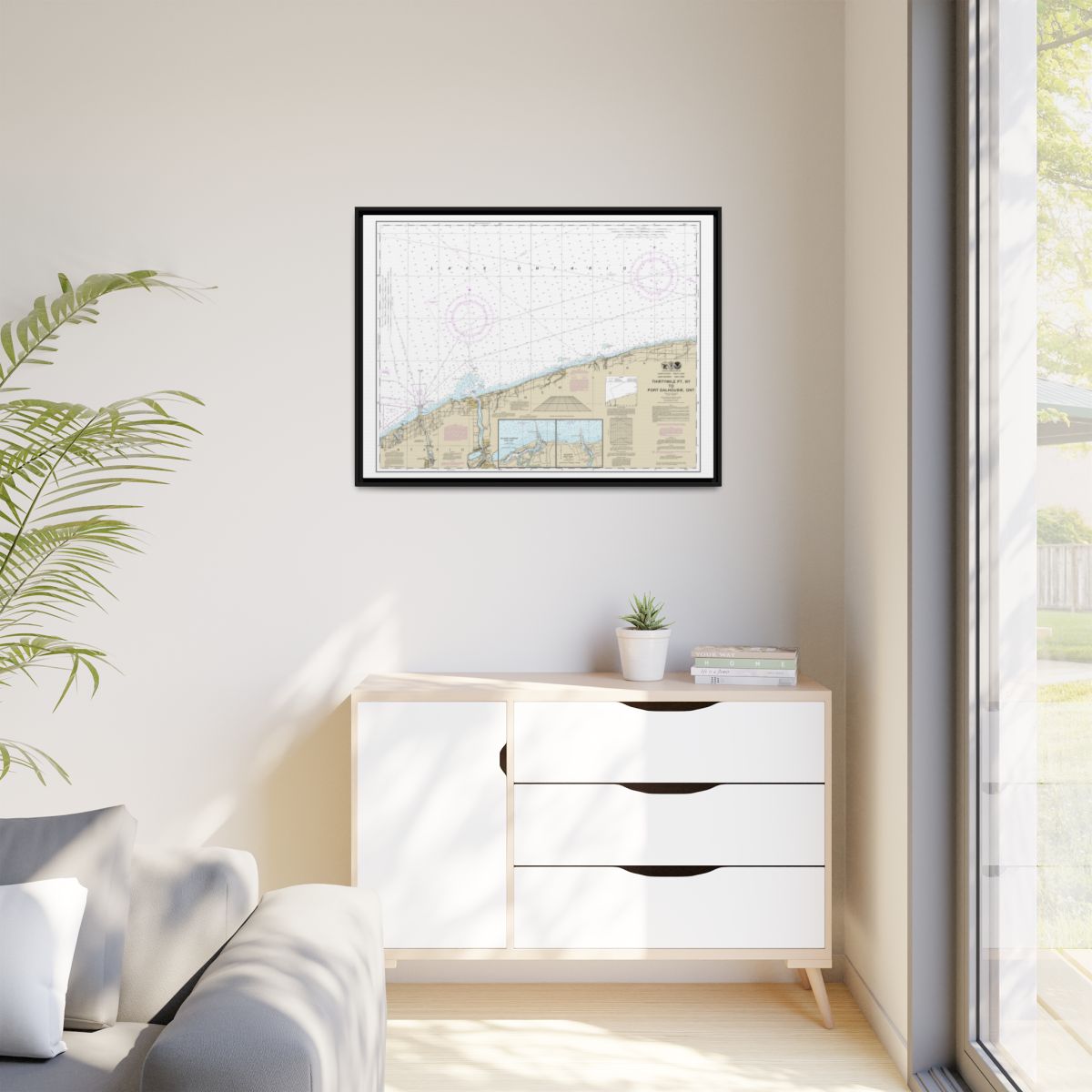 Chart 14806 Thirtymile Point, N.Y., to Port Dalhousie, Ont. - NOAA Nautical Chart Floating Frame Canvas | 32" x 24" | 40" x 30" - Black context-1