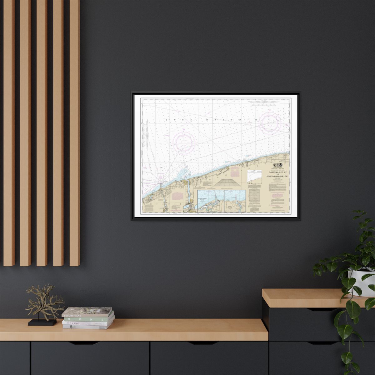 Chart 14806 Thirtymile Point, N.Y., to Port Dalhousie, Ont. - NOAA Nautical Chart Floating Frame Canvas | 32" x 24" | 40" x 30" - Black context-2