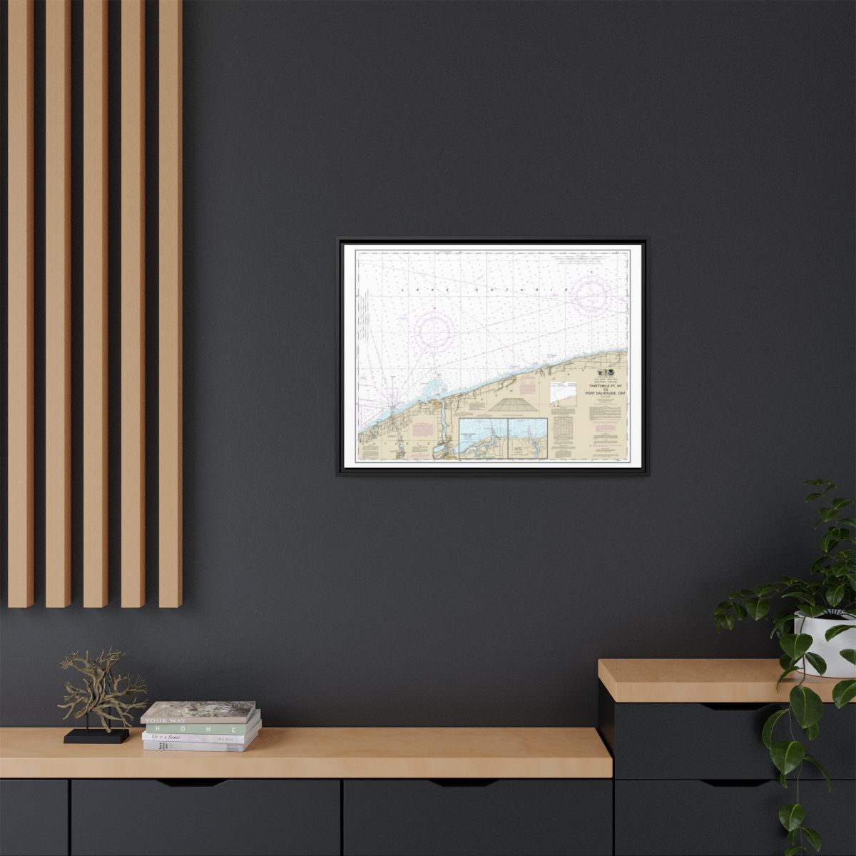 Chart 14806 Thirtymile Point, N.Y., to Port Dalhousie, Ont. - NOAA Nautical Chart Floating Frame Canvas | 32" x 24" | 40" x 30" - Black context-2