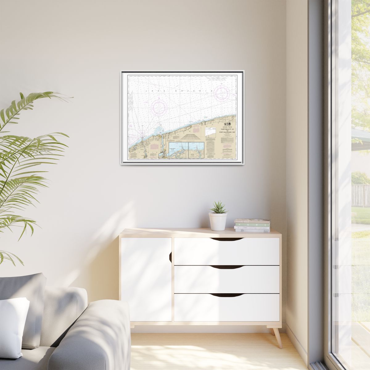 Chart 14806 Thirtymile Point, N.Y., to Port Dalhousie, Ont. - NOAA Nautical Chart Floating Frame Canvas | 32" x 24" | 40" x 30" - White context-1
