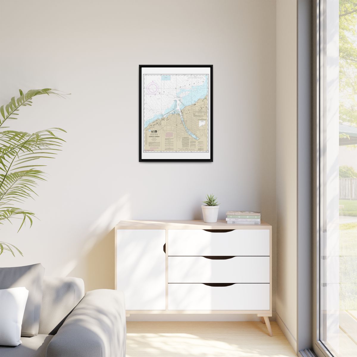 Chart 14813 Oswego Harbor - NOAA Nautical Chart Floating Frame Canvas | 24" x 32" | 30" x 40" - Black context-1