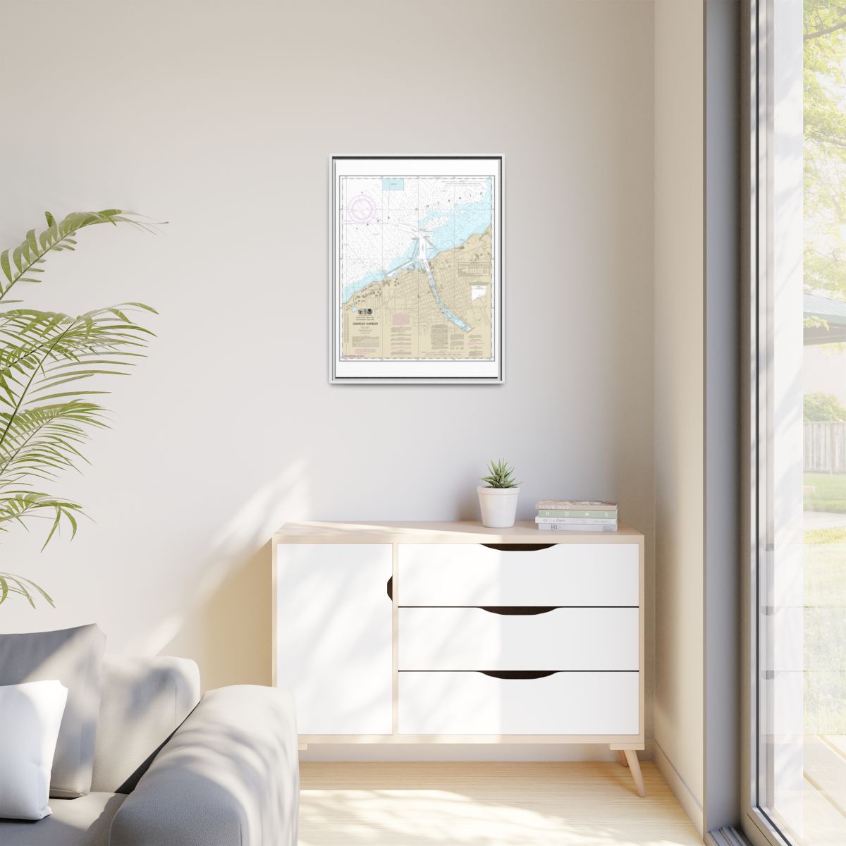 Chart 14813 Oswego Harbor - NOAA Nautical Chart Floating Frame Canvas | 24" x 32" | 30" x 40" - White context-1