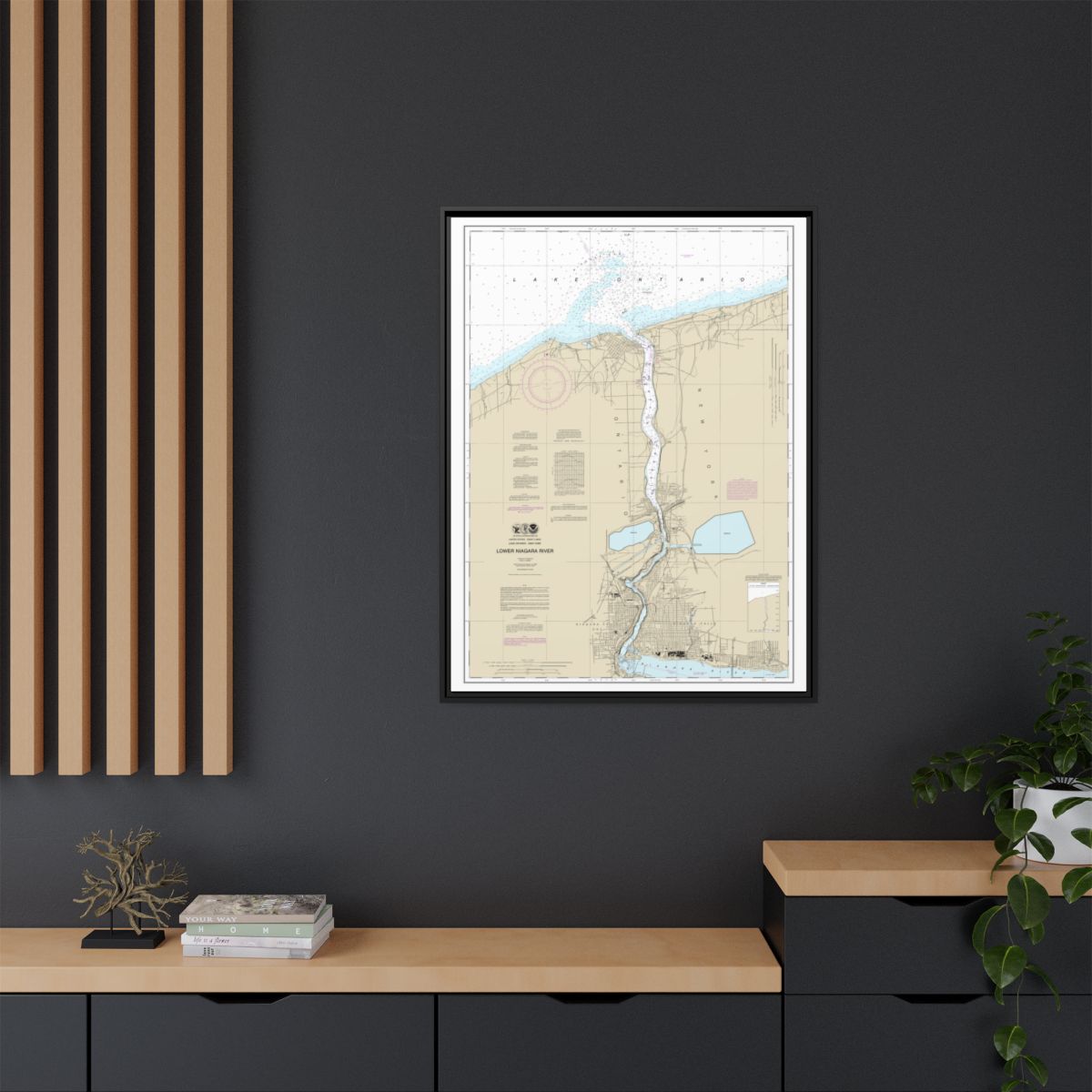 Chart 14816 Lower Niagara River - NOAA Nautical Chart Floating Frame Canvas | 24" x 32" | 30" x 40" - Black context-2