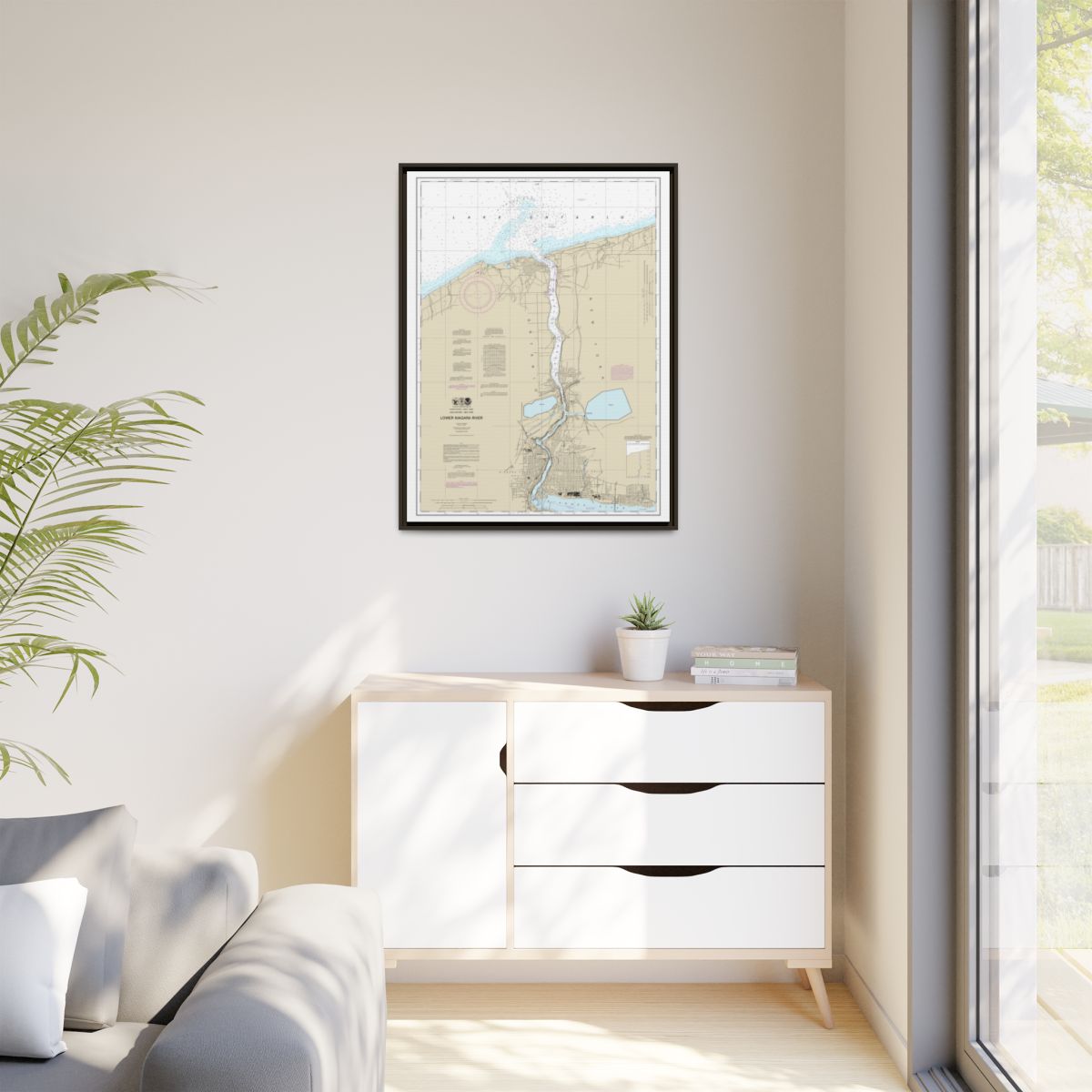 Chart 14816 Lower Niagara River - NOAA Nautical Chart Floating Frame Canvas | 24" x 32" | 30" x 40" - Espresso context-1