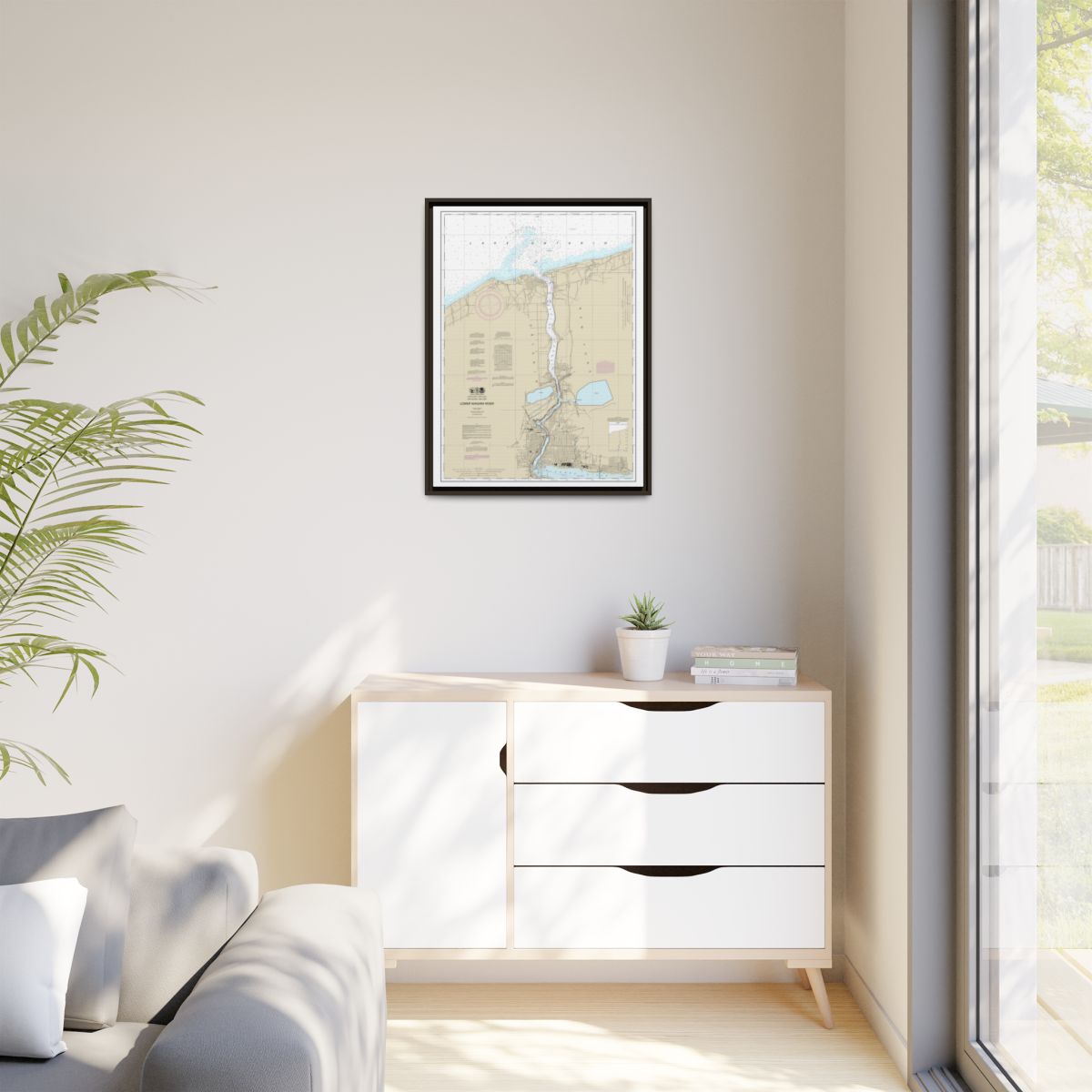 Chart 14816 Lower Niagara River - NOAA Nautical Chart Floating Frame Canvas | 24" x 32" | 30" x 40" - Espresso context-1