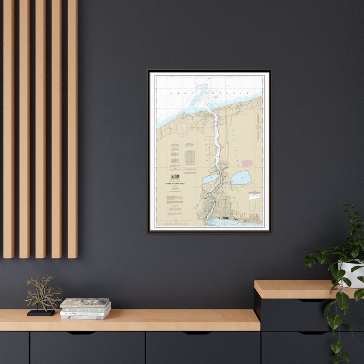 Chart 14816 Lower Niagara River - NOAA Nautical Chart Floating Frame Canvas | 24" x 32" | 30" x 40" - Espresso context-2