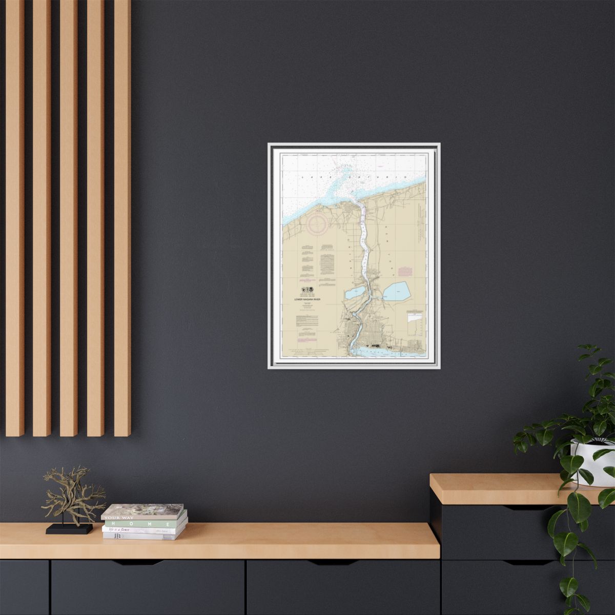 Chart 14816 Lower Niagara River - NOAA Nautical Chart Floating Frame Canvas | 24" x 32" | 30" x 40" - White context-2