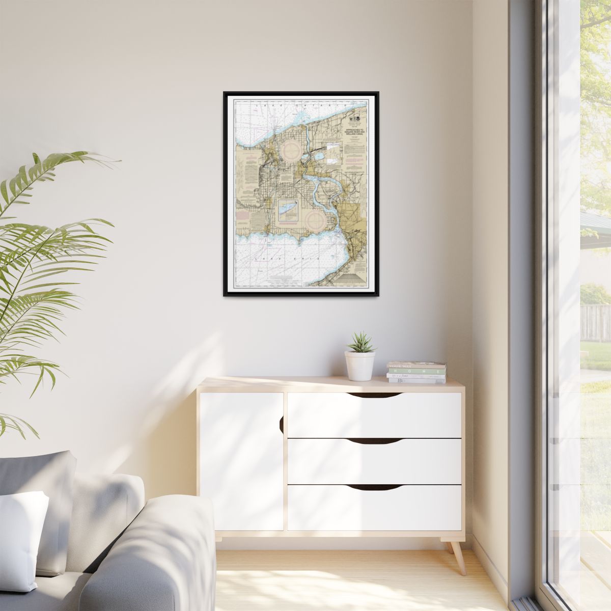 Chart 14822 Approaches to Niagara River and Welland Canal - NOAA Nautical Chart Floating Frame Canvas | 24" x 32" | 30" x 40" - Black context-1