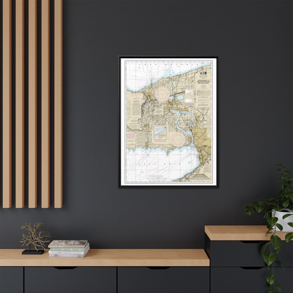 Chart 14822 Approaches to Niagara River and Welland Canal - NOAA Nautical Chart Floating Frame Canvas | 24" x 32" | 30" x 40" - Black context-2
