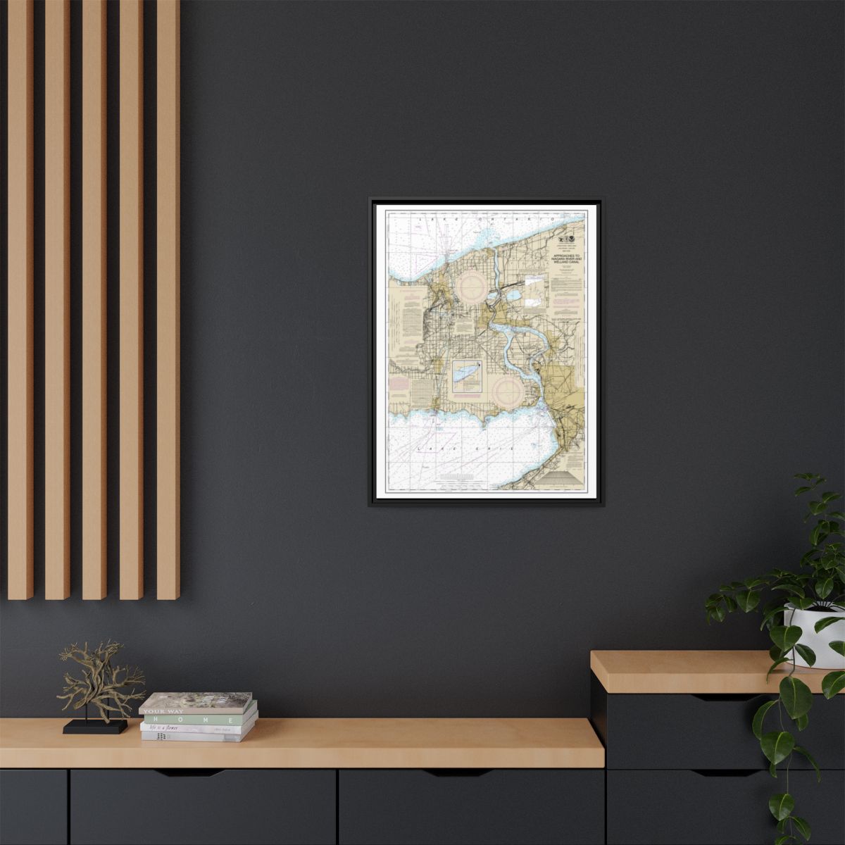 Chart 14822 Approaches to Niagara River and Welland Canal - NOAA Nautical Chart Floating Frame Canvas | 24" x 32" | 30" x 40" - Black context-2