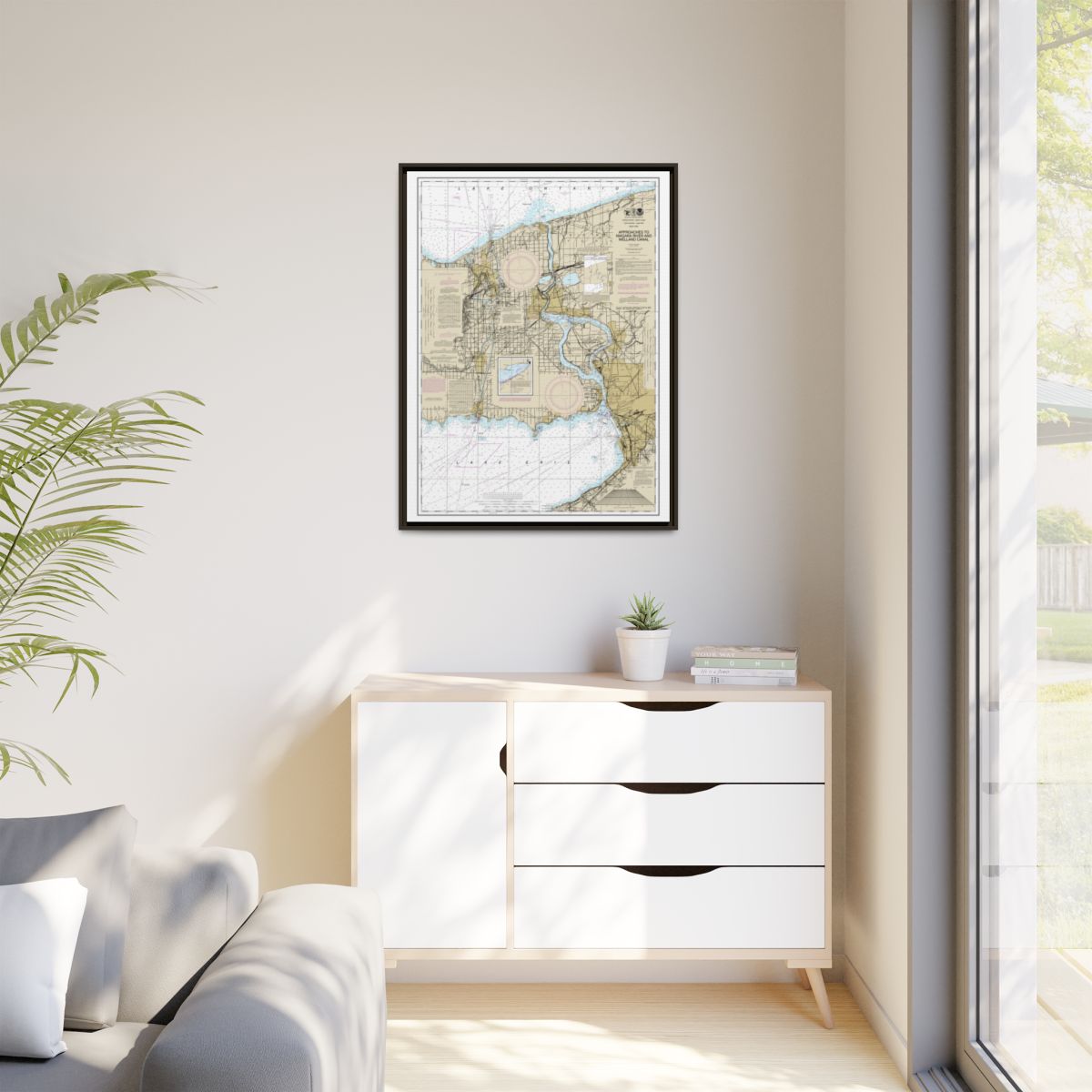 Chart 14822 Approaches to Niagara River and Welland Canal - NOAA Nautical Chart Floating Frame Canvas | 24" x 32" | 30" x 40" - Espresso context-1