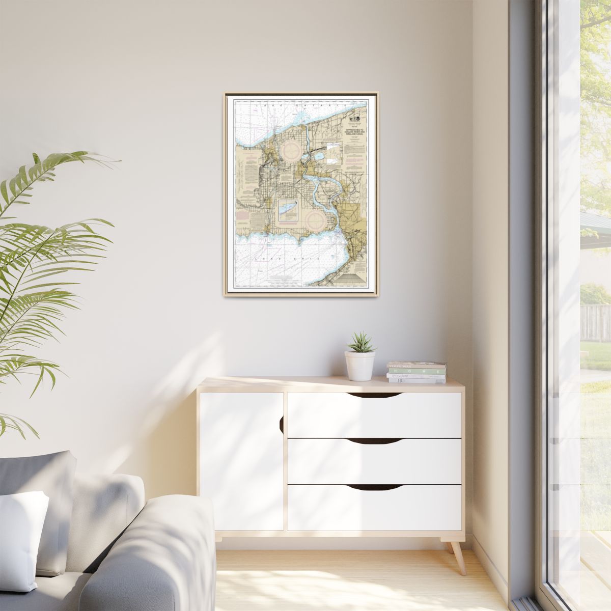 Chart 14822 Approaches to Niagara River and Welland Canal - NOAA Nautical Chart Floating Frame Canvas | 24" x 32" | 30" x 40" - Natural context-1
