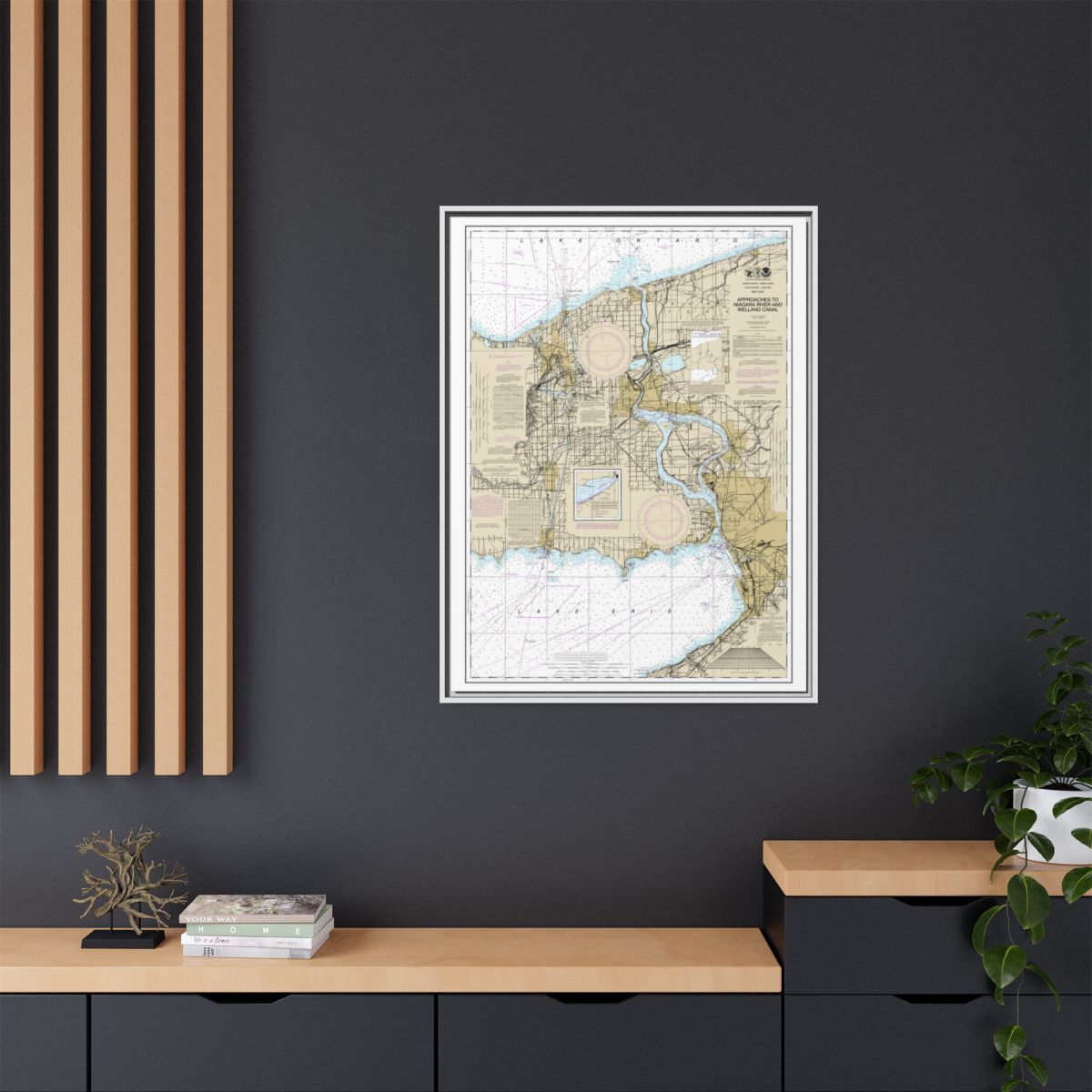 Chart 14822 Approaches to Niagara River and Welland Canal - NOAA Nautical Chart Floating Frame Canvas | 24" x 32" | 30" x 40" - White context-2