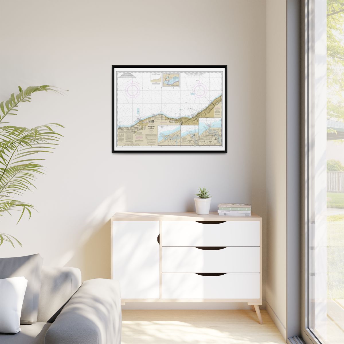 Chart 14826 Moss Point to Vermilion;Beaver Creek;Vermilion Harbor;Rocky River - NOAA Nautical Chart Floating Frame Canvas | 32" x 24" | 40" x 30" - Black context-1