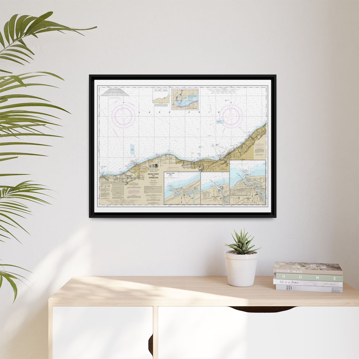 Chart 14826 Moss Point to Vermilion;Beaver Creek;Vermilion Harbor;Rocky River - NOAA Nautical Chart Floating Frame Canvas | 32" x 24" | 40" x 30" - Black context-1