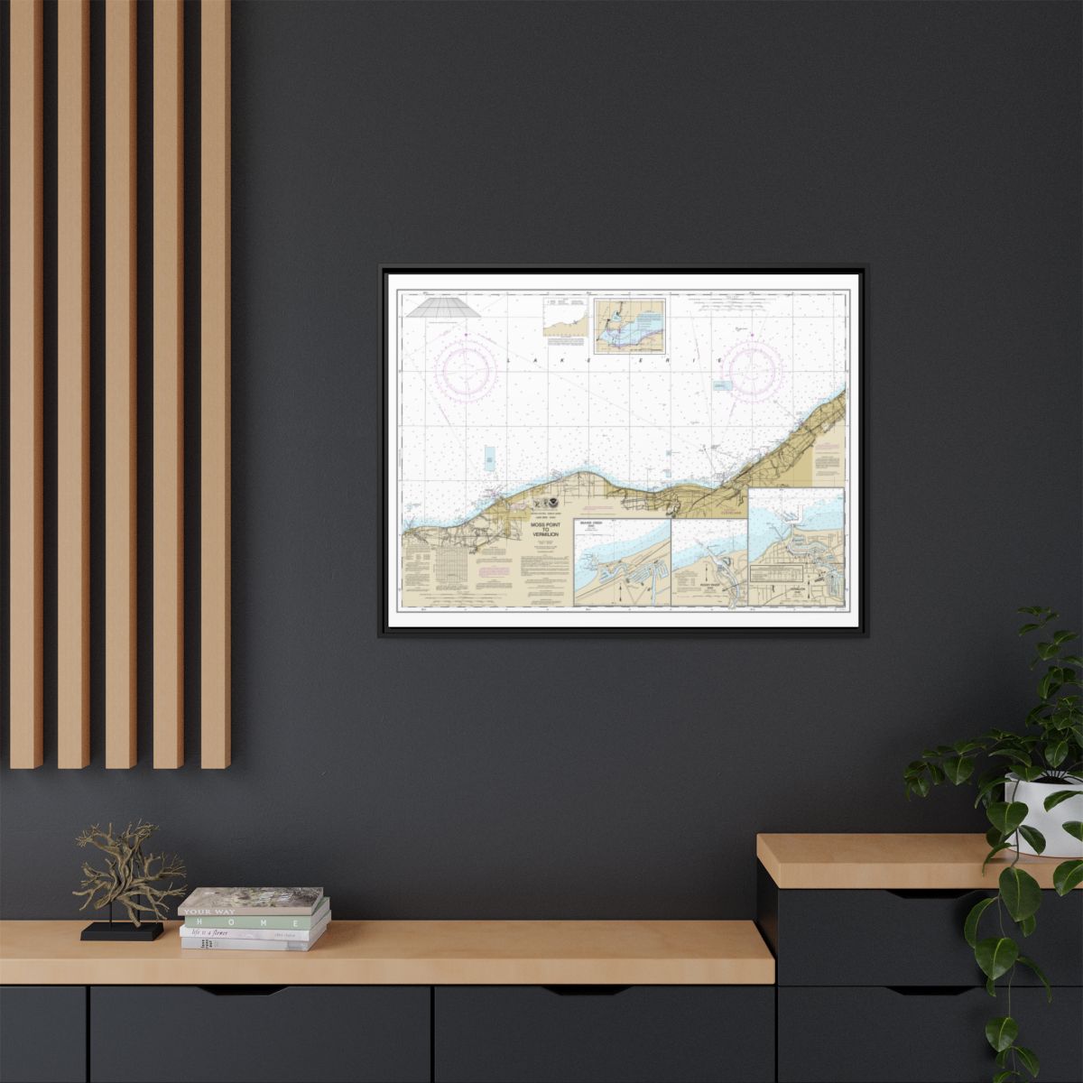 Chart 14826 Moss Point to Vermilion;Beaver Creek;Vermilion Harbor;Rocky River - NOAA Nautical Chart Floating Frame Canvas | 32" x 24" | 40" x 30" - Black context-2