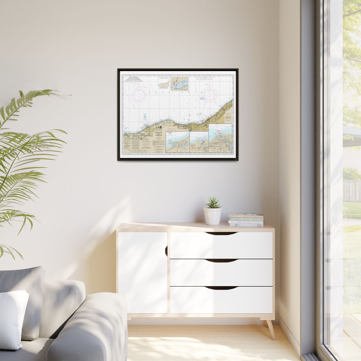 Chart 14826 Moss Point to Vermilion;Beaver Creek;Vermilion Harbor;Rocky River - NOAA Nautical Chart Floating Frame Canvas | 32" x 24" | 40" x 30" - Espresso context-1