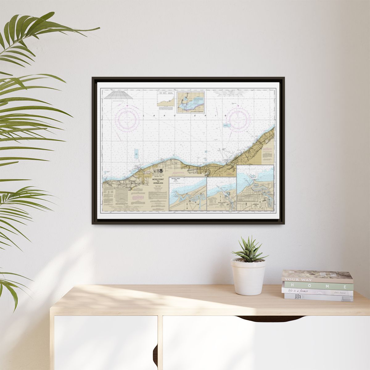 Chart 14826 Moss Point to Vermilion;Beaver Creek;Vermilion Harbor;Rocky River - NOAA Nautical Chart Floating Frame Canvas | 32" x 24" | 40" x 30" - Espresso context-1