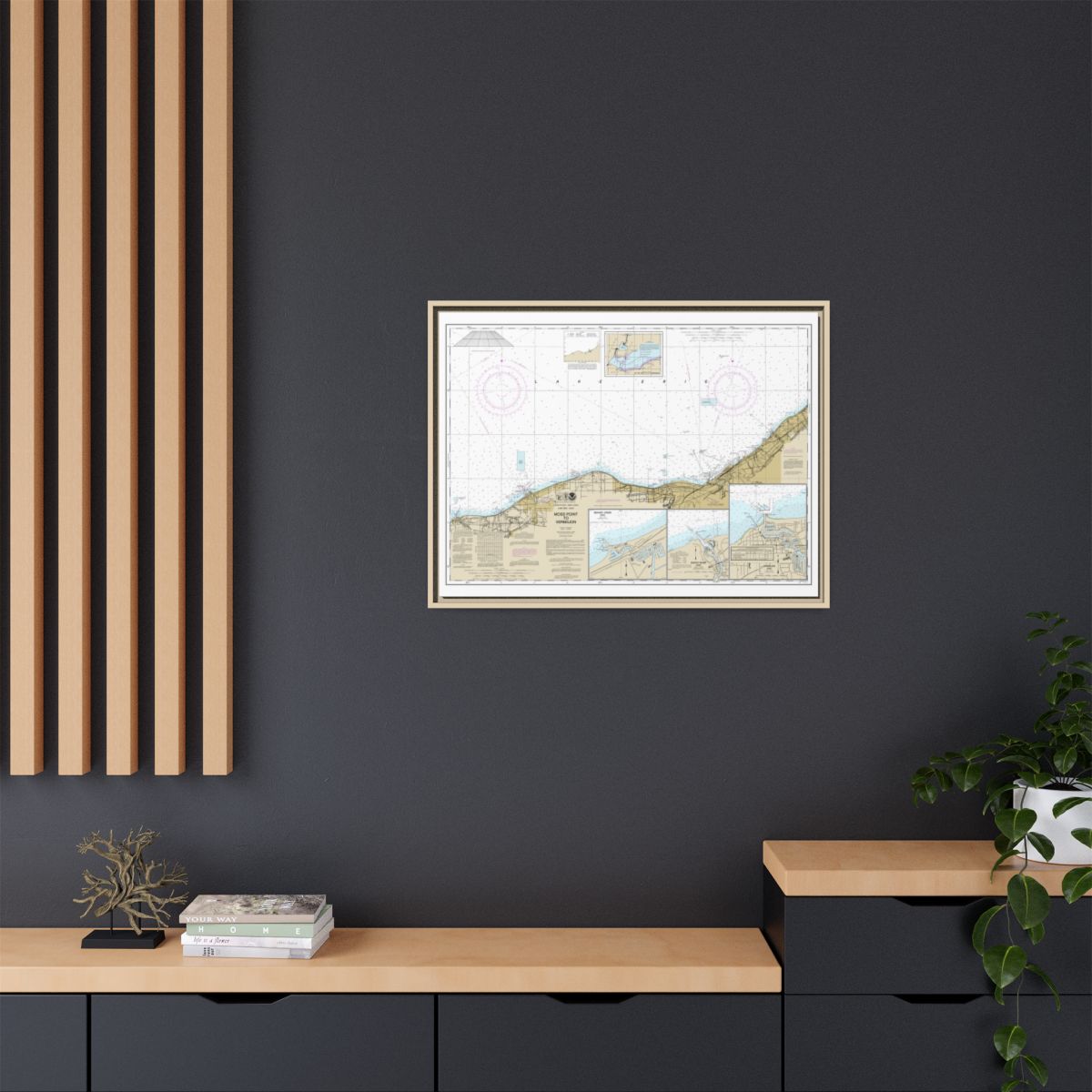 Chart 14826 Moss Point to Vermilion;Beaver Creek;Vermilion Harbor;Rocky River - NOAA Nautical Chart Floating Frame Canvas | 32" x 24" | 40" x 30" - Natural context-2