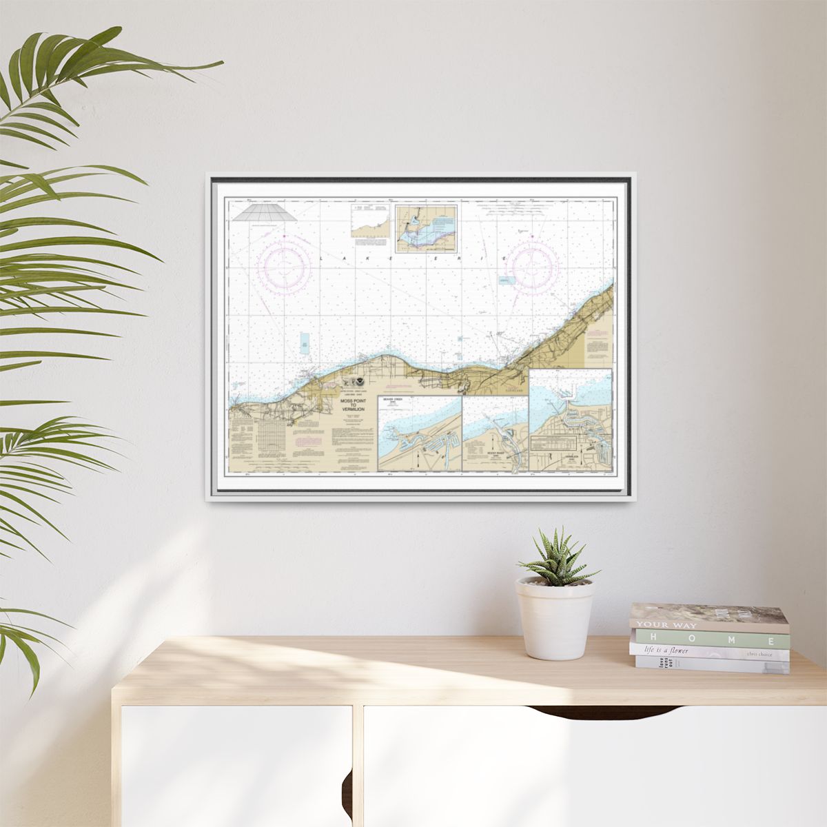 Chart 14826 Moss Point to Vermilion;Beaver Creek;Vermilion Harbor;Rocky River - NOAA Nautical Chart Floating Frame Canvas | 32" x 24" | 40" x 30" - White context-1